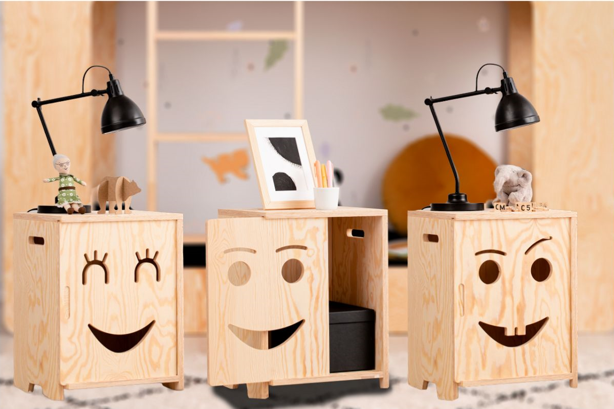 Tables de chevet enfant en bois SMILEY